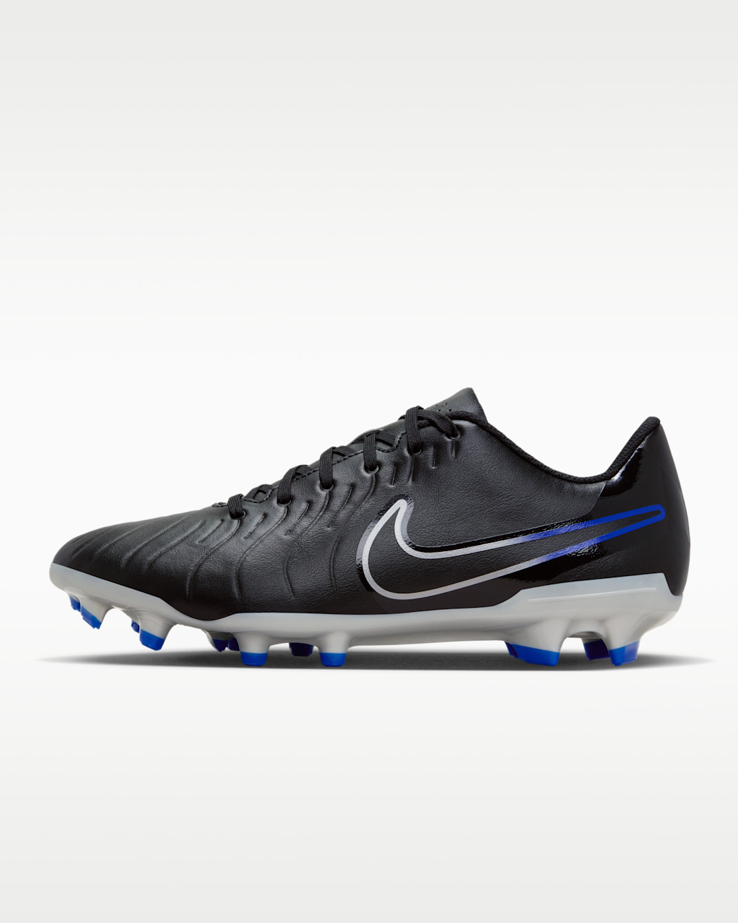 รองเท้าสตั๊ดฟุตบอลไม่หุ้มข้อสำหรับหลายพื้นผิว Nike Tiempo Legend 10 Club - ดำ/Hyper Royal/Chrome
