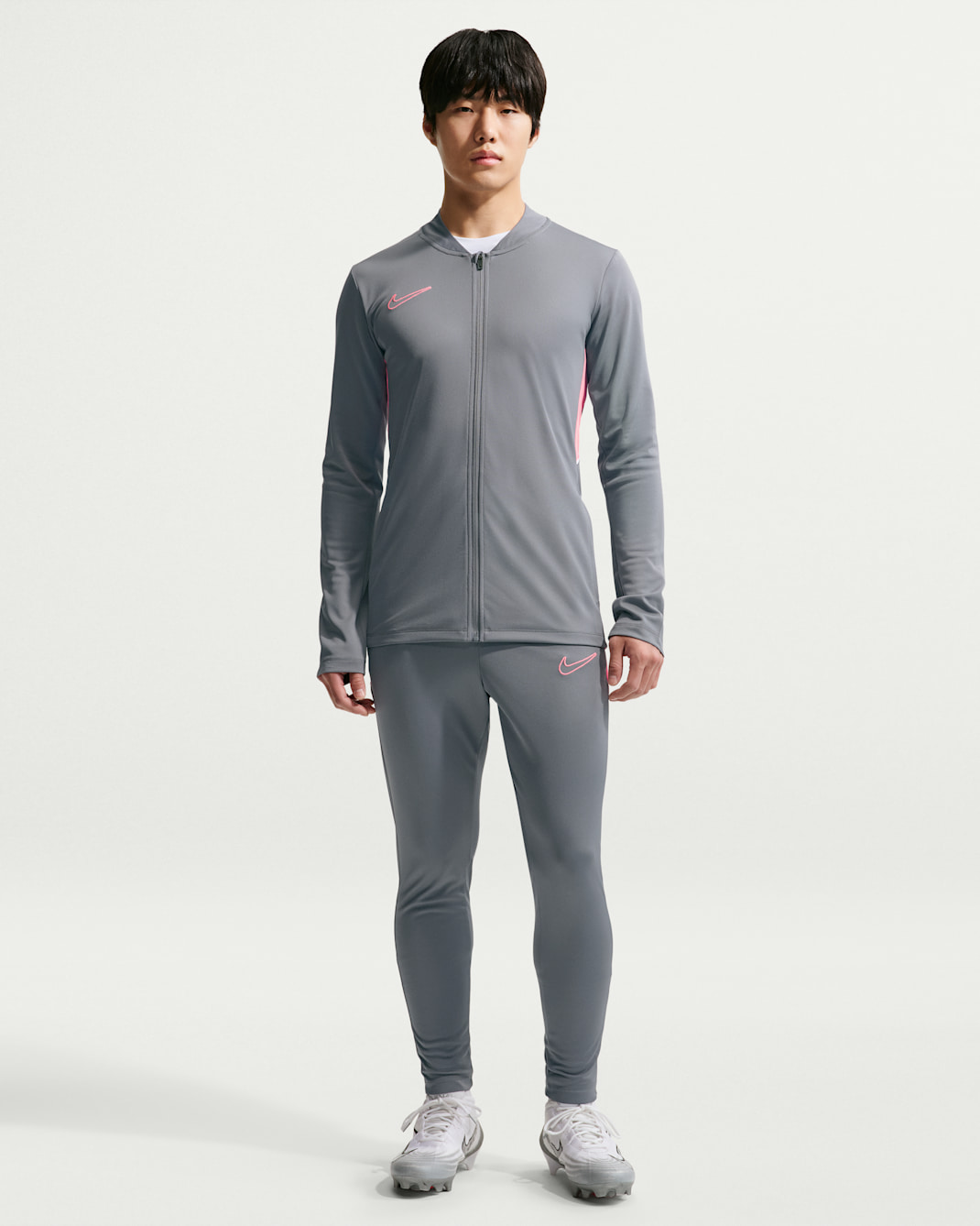 Nike Academy Men's Dri-FIT Soccer Tracksuit - Smoke Grey/Hot Punch/White/Hot Punch