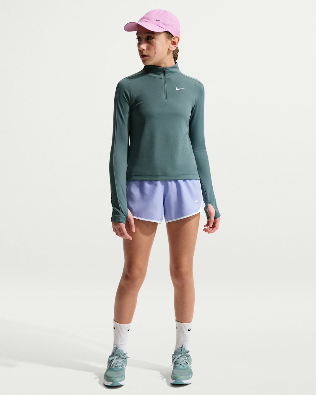 Shorts de correr Dri-FIT para niña talla grande Nike Tempo - Cardo claro/Cardo claro/Blanco/Blanco