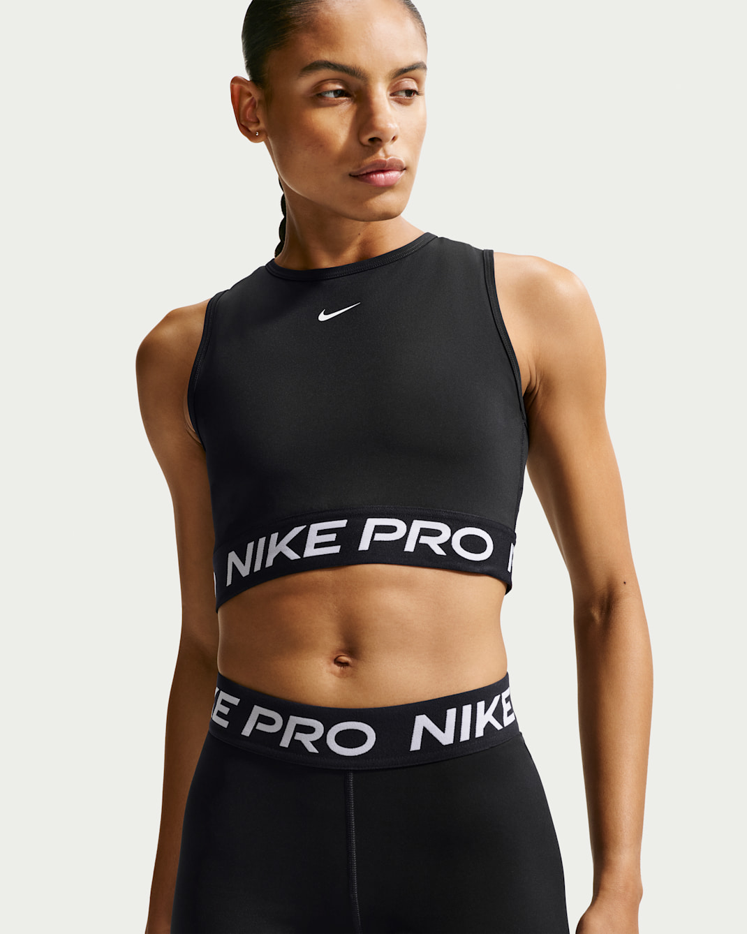 Nike Pro Women's Dri-FIT Cropped Tank Top - Black/White