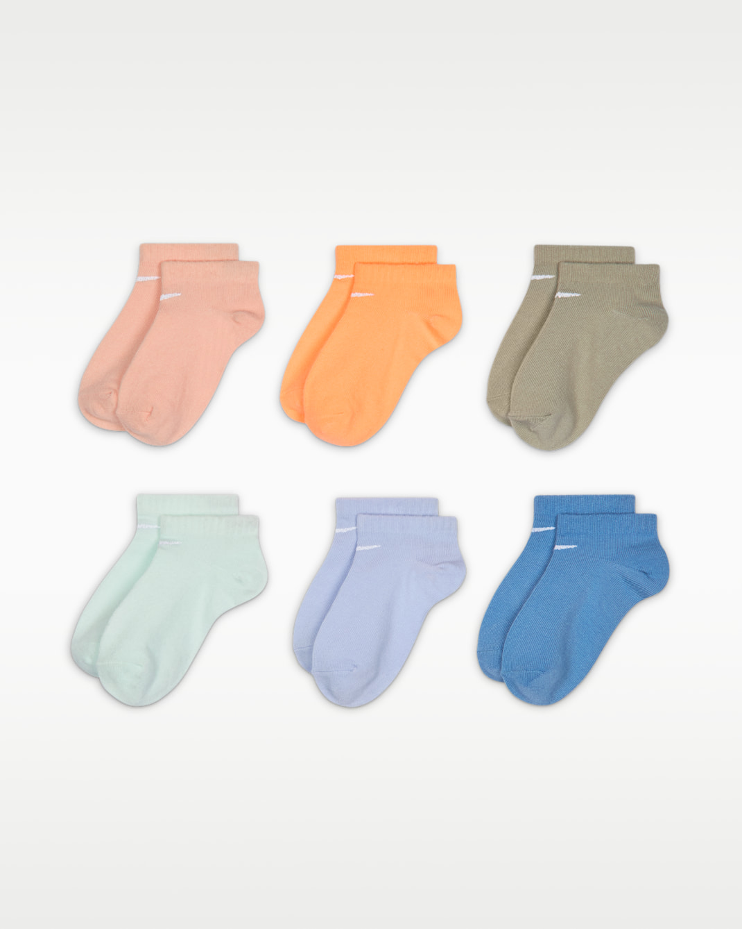 Nike Kids' Metallic Swoosh No-Show Socks (6 Pairs) - Arctic Orange