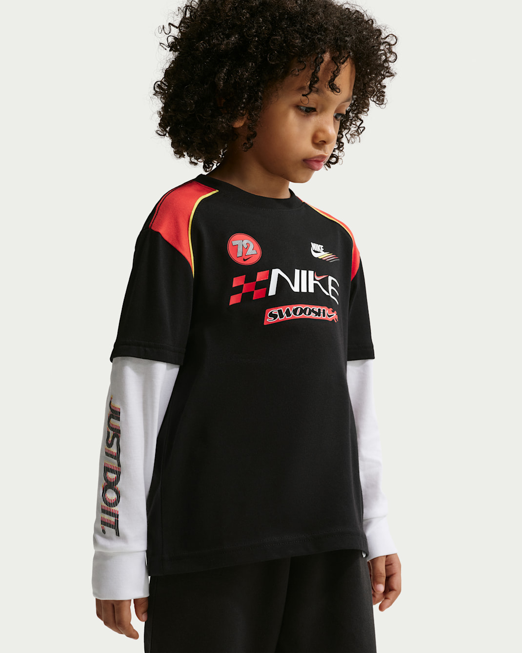Nike Sportswear Little Kids' Victory Lap Twofer T-Shirt - Black