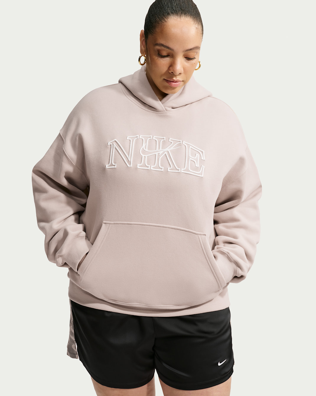 Sudadera con gorro sin cierre con logotipo oversized para mujer Nike Studio Fleece Medium Weight - Crema II/Vela