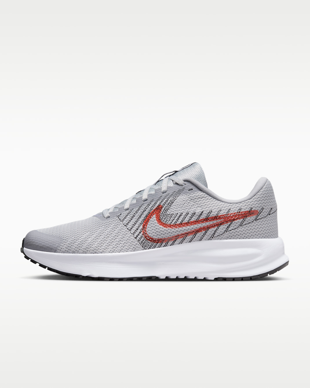 Nike Run Defy Straßenlaufschuh (Herren) - Wolf Grey/Schwarz/Weiß/Bright Crimson
