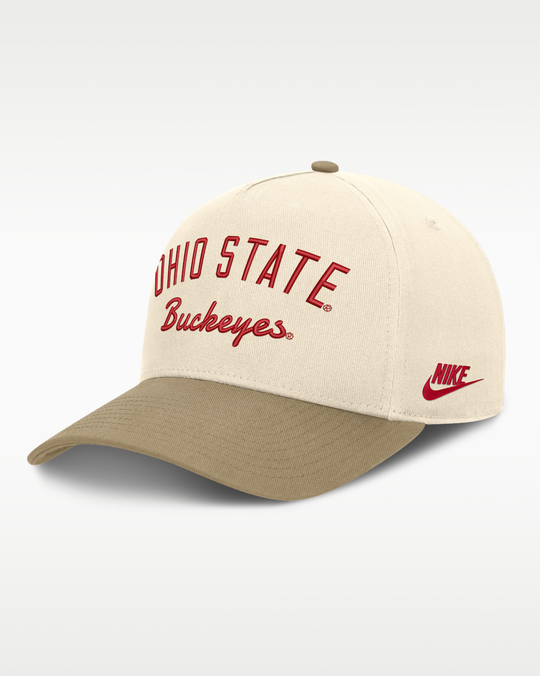 Ohio State Legacy Rise Men's Nike College A-Frame Adjustable Hat - Natural/Classic Beige