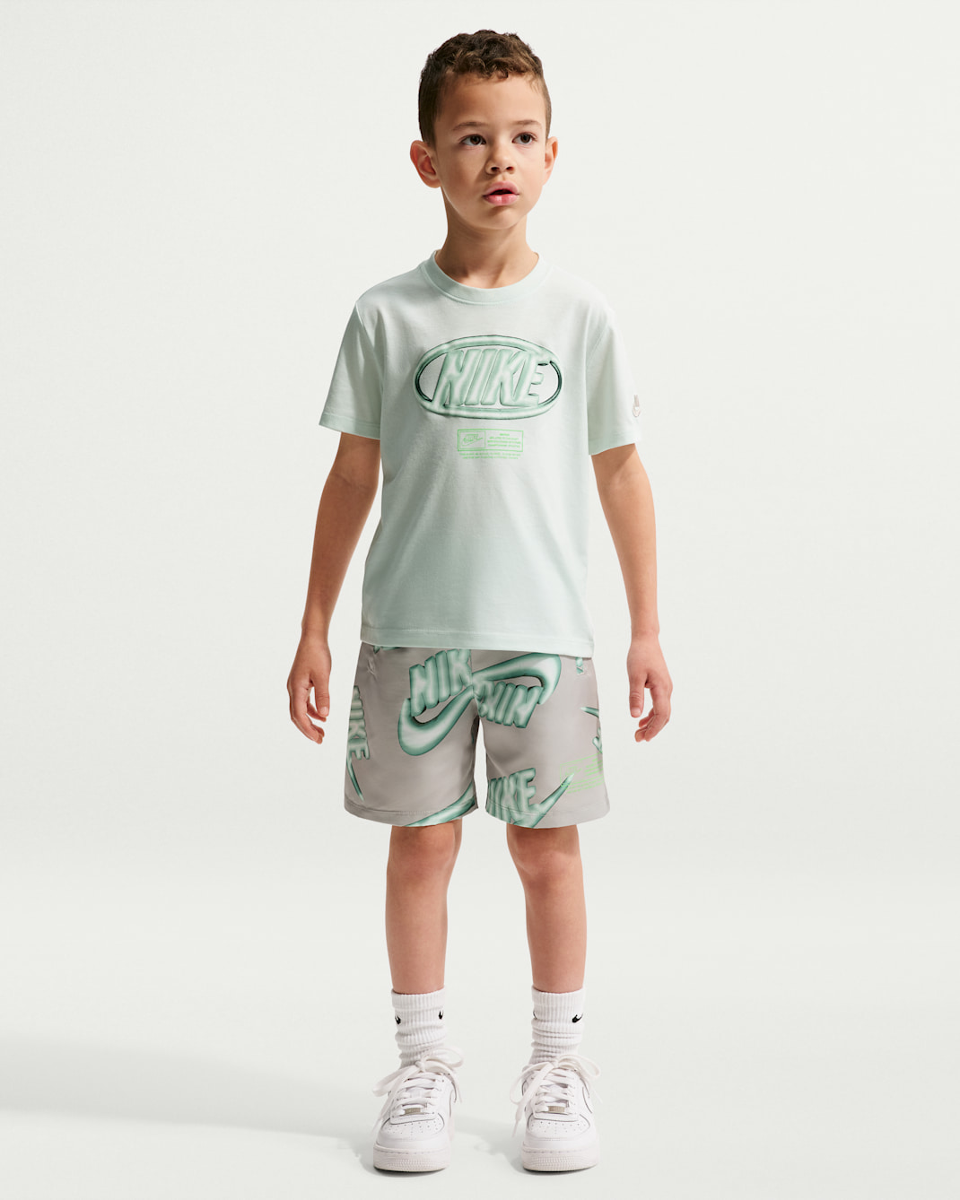 Nike Sportswear Club Little Kids' 2-Piece Floatie T-Shirt and Shorts Set - Spruce Fog