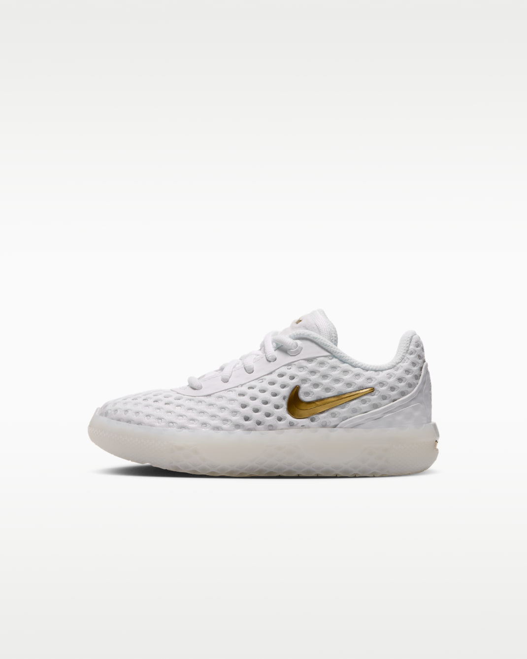 LeBron Witness X Little Kids' Basketball Shoes - White/White/Photon Dust/Metallic Gold