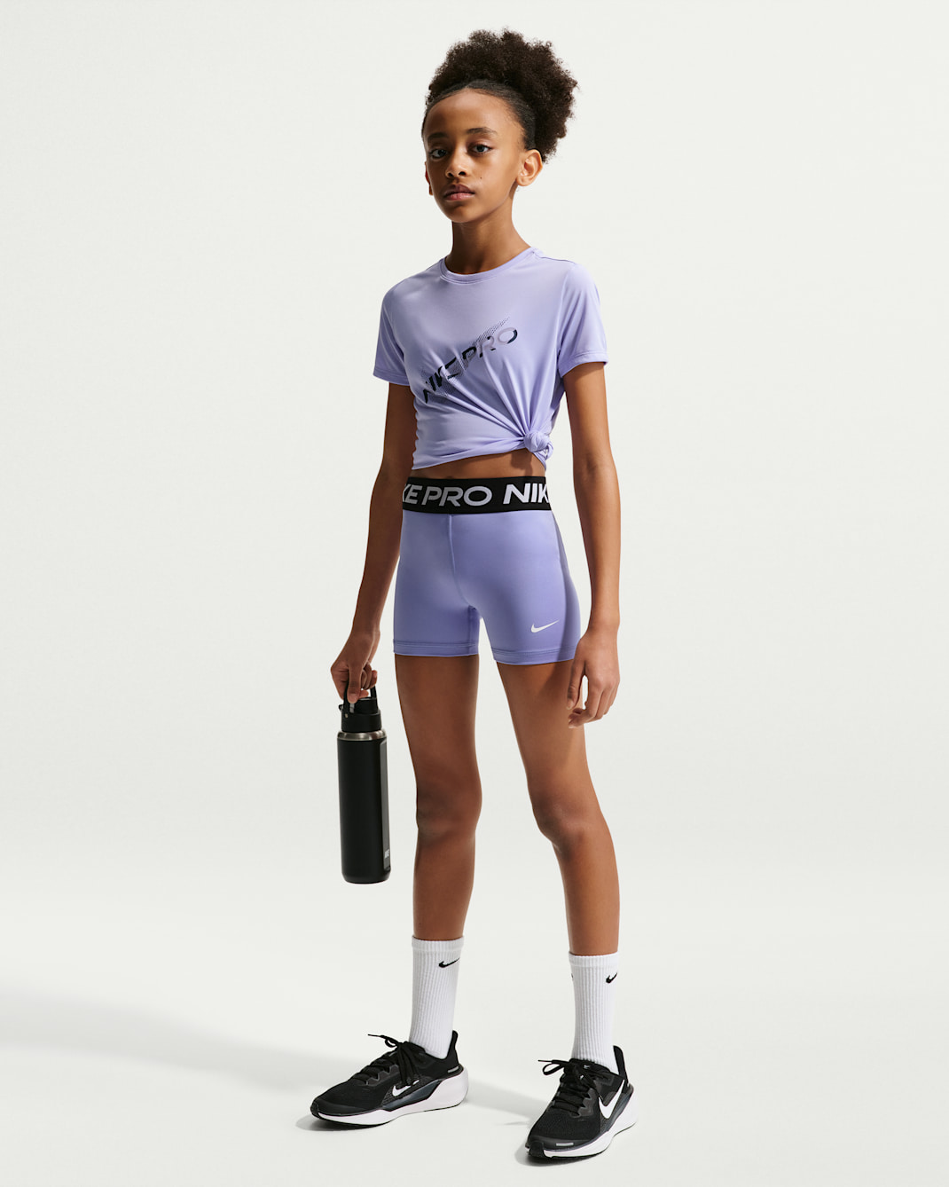 Shorts para niña Nike Pro - Cardo claro/Blanco