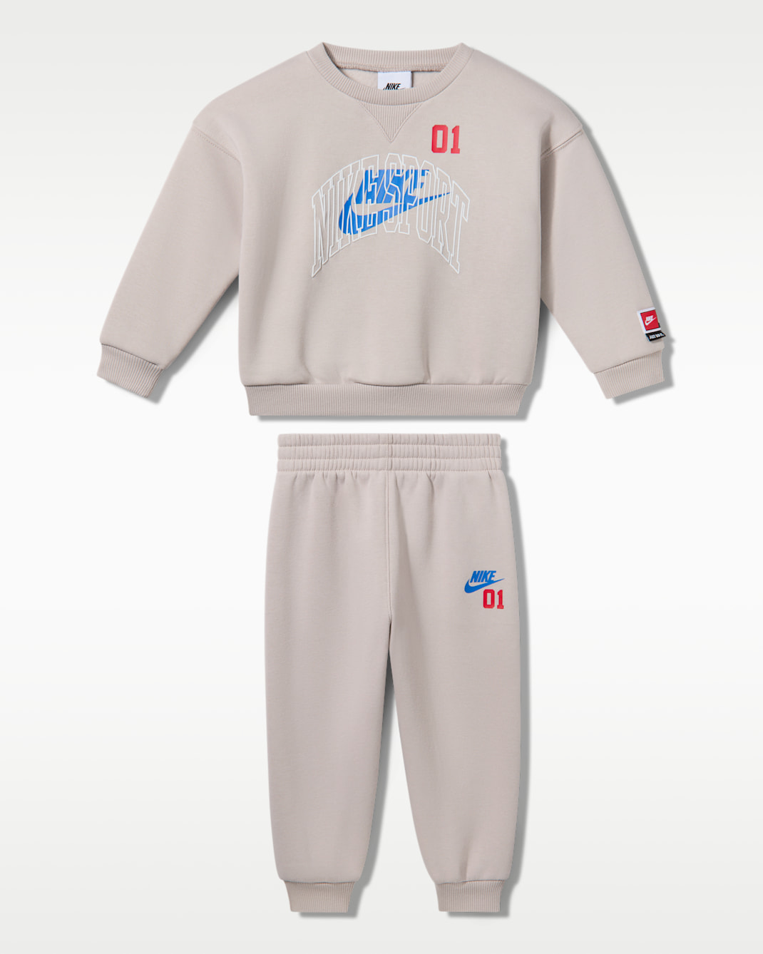 Conjunto de 2 piezas de sudadera de cuello redondo de tejido Fleece Multisport para bebé (12-24 M) Nike Sportswear - Gris partícula