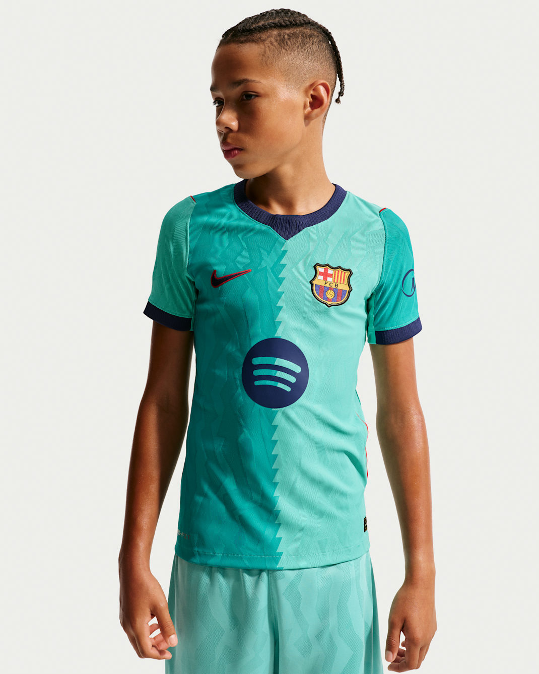 FC Barcelona 2026/27 Match Third Older Kids' Nike Aero-FIT Football Authentic Shirt - Green Frost/Green Frost/Gym Red/Loyal Blue