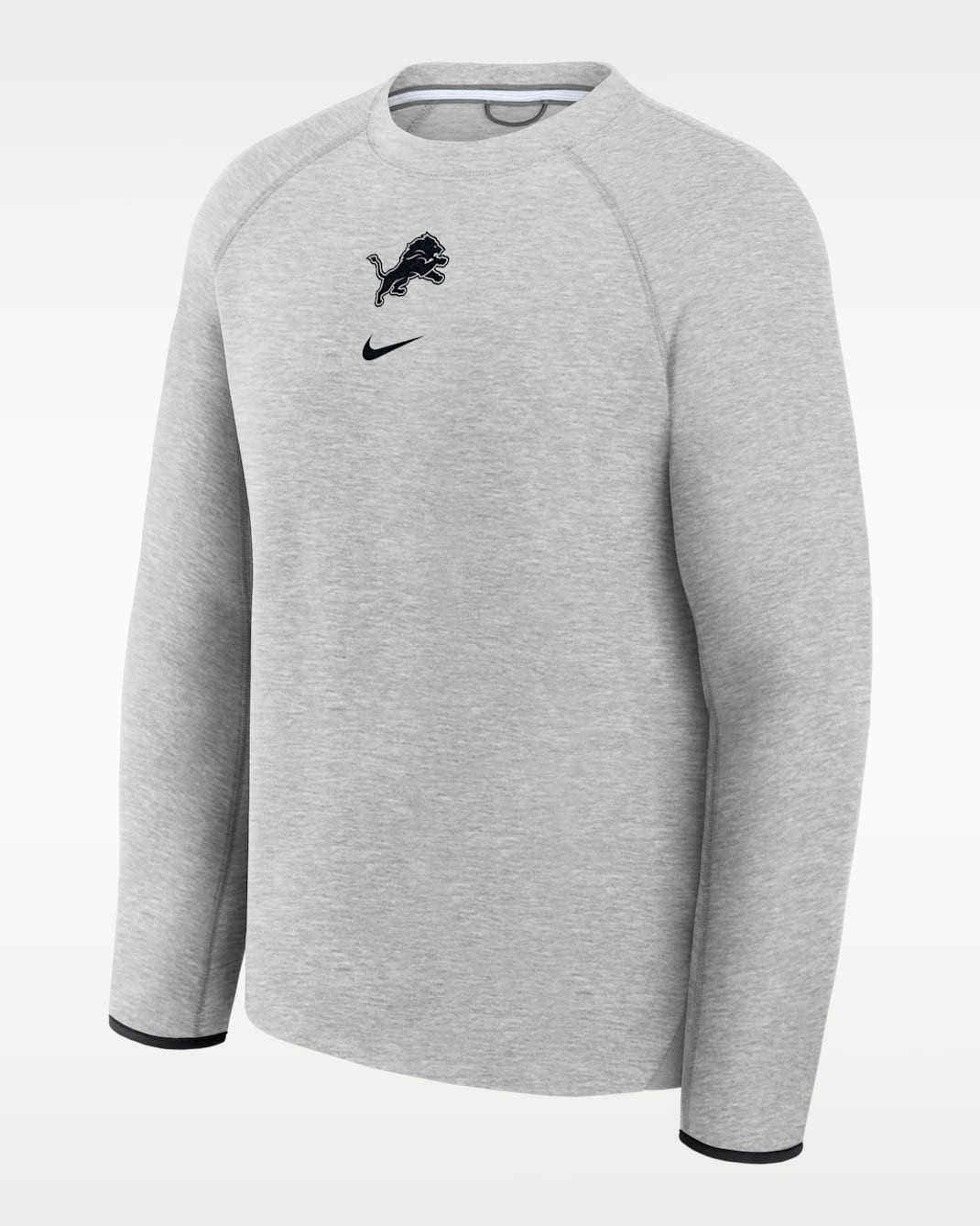 Detroit Lions Tech Fleece Men's Nike NFL Pullover Crew - Grey Heather/Black
