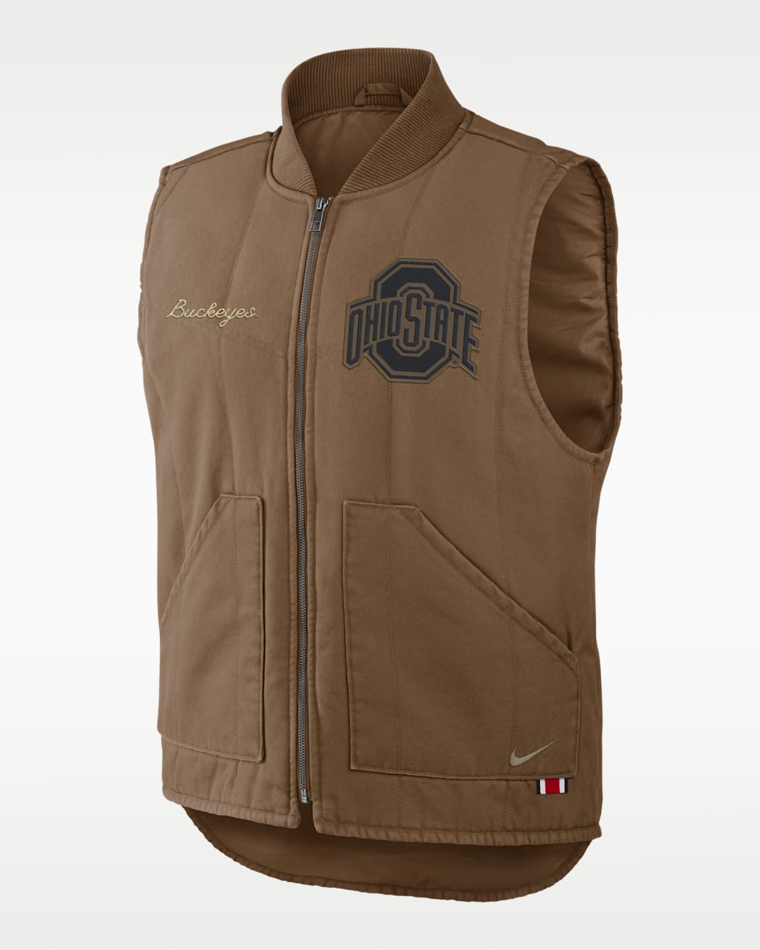 Ohio State Academic Men's Nike College Padded Full-Zip Vest - Light British Tan