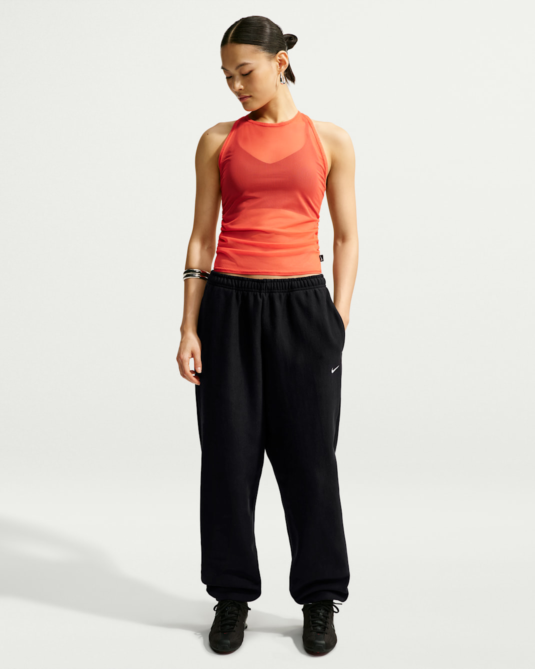 Nike Studio Fleece Heavyweight Women's Oversized High-Rise Joggers - Total Black/Sail