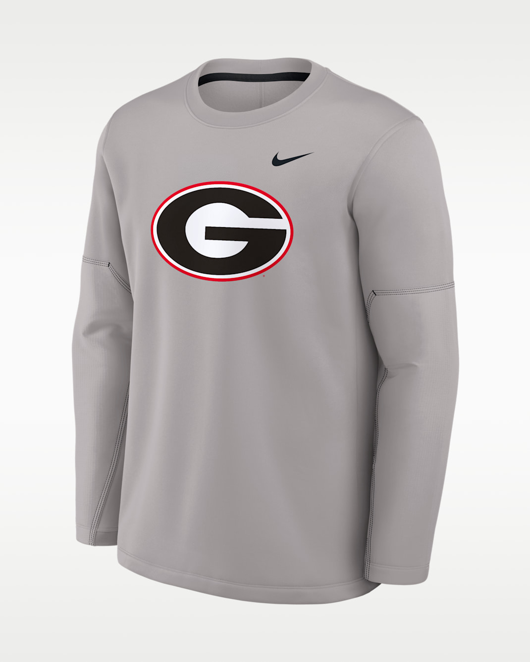 Georgia Sideline Coaches Men's Nike Therma-FIT College Long-Sleeve T-Shirt - Pewter Grey/Black
