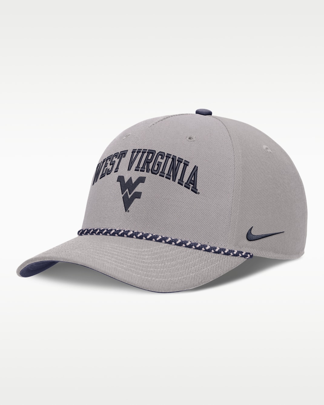 Gorra universitaria Nike ajustable para hombre West Virginia Rise Rope - Gris
