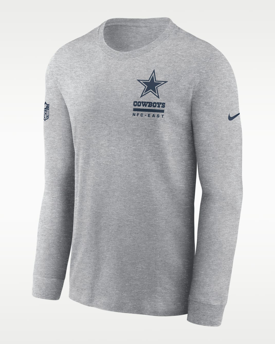 Dallas Cowboys Sideline Team Issue Men's Nike Dri-FIT NFL Long-Sleeve T-Shirt - Dark Grey Heather