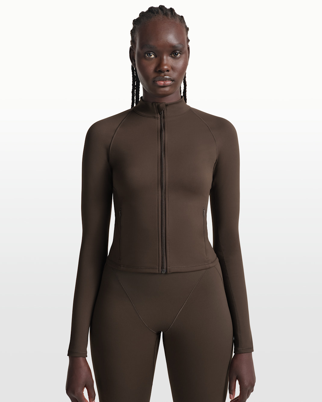 NikeSKIMS(나이키스킴스) 매트 여성 모크넥 풀집 재킷 - NSKM DARK SEPIA