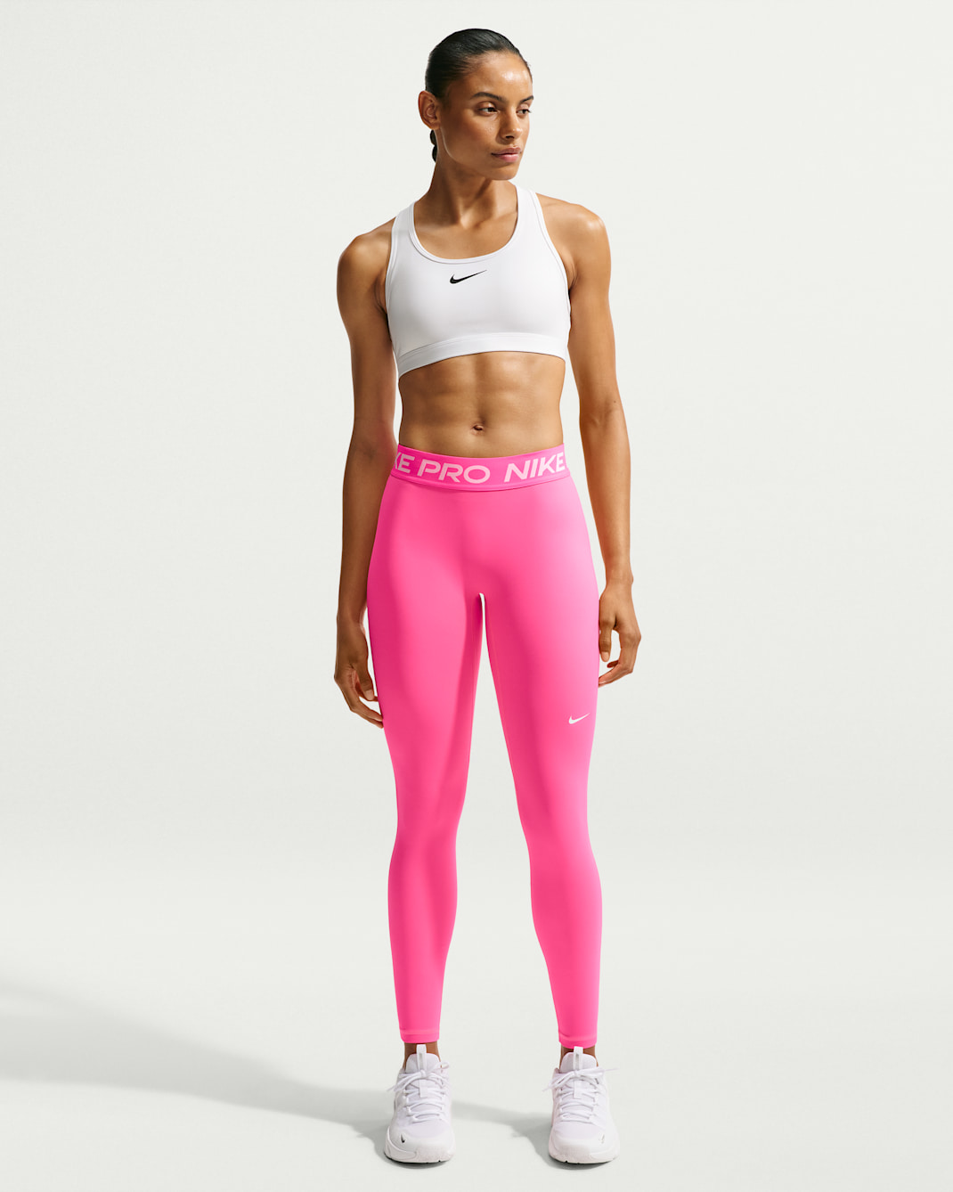 Nike Pro Women's Mid-Rise Full-Length Leggings - Hyper Pink/White