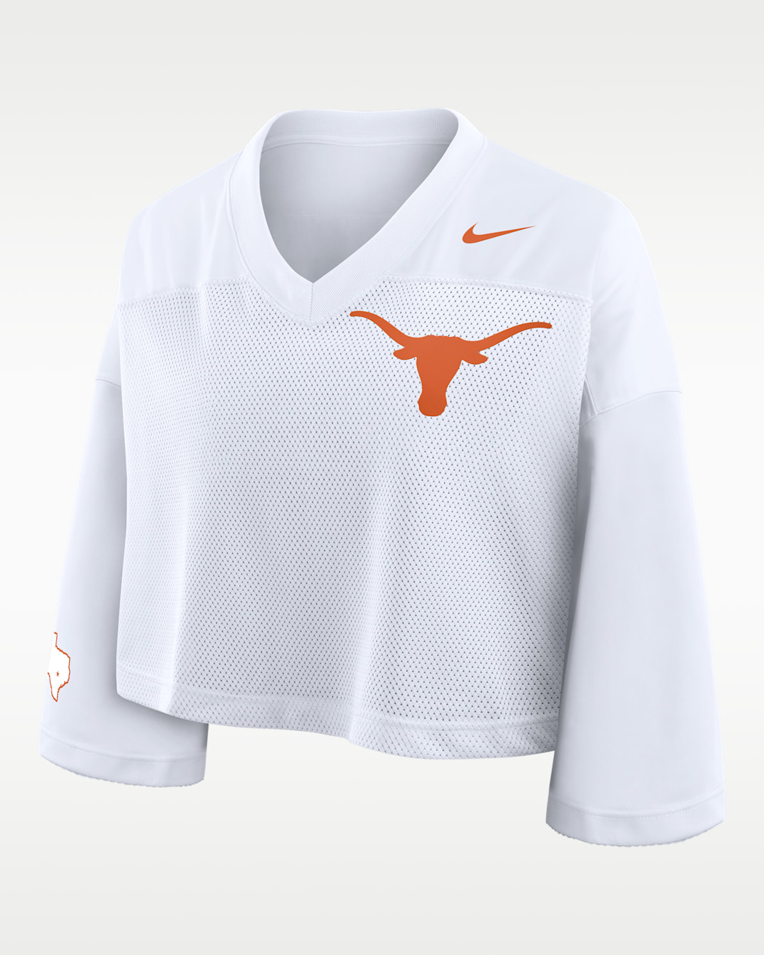 Playera universitaria Nike Dri-FIT cropped para mujer Texas Jersey - Blanco