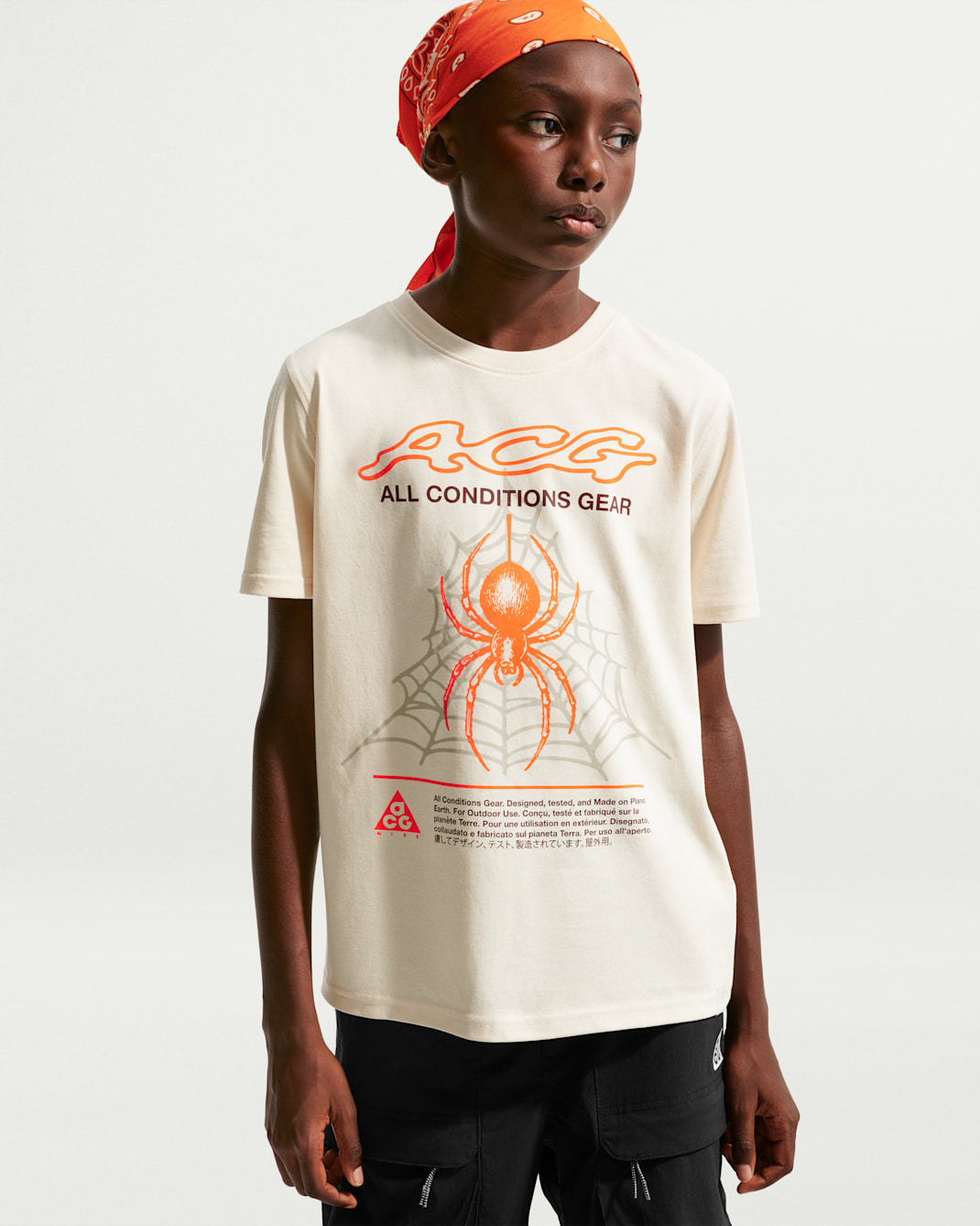 ACG Big Kids' Dri-FIT Spider Peak T-Shirt - Light Orewood Brown