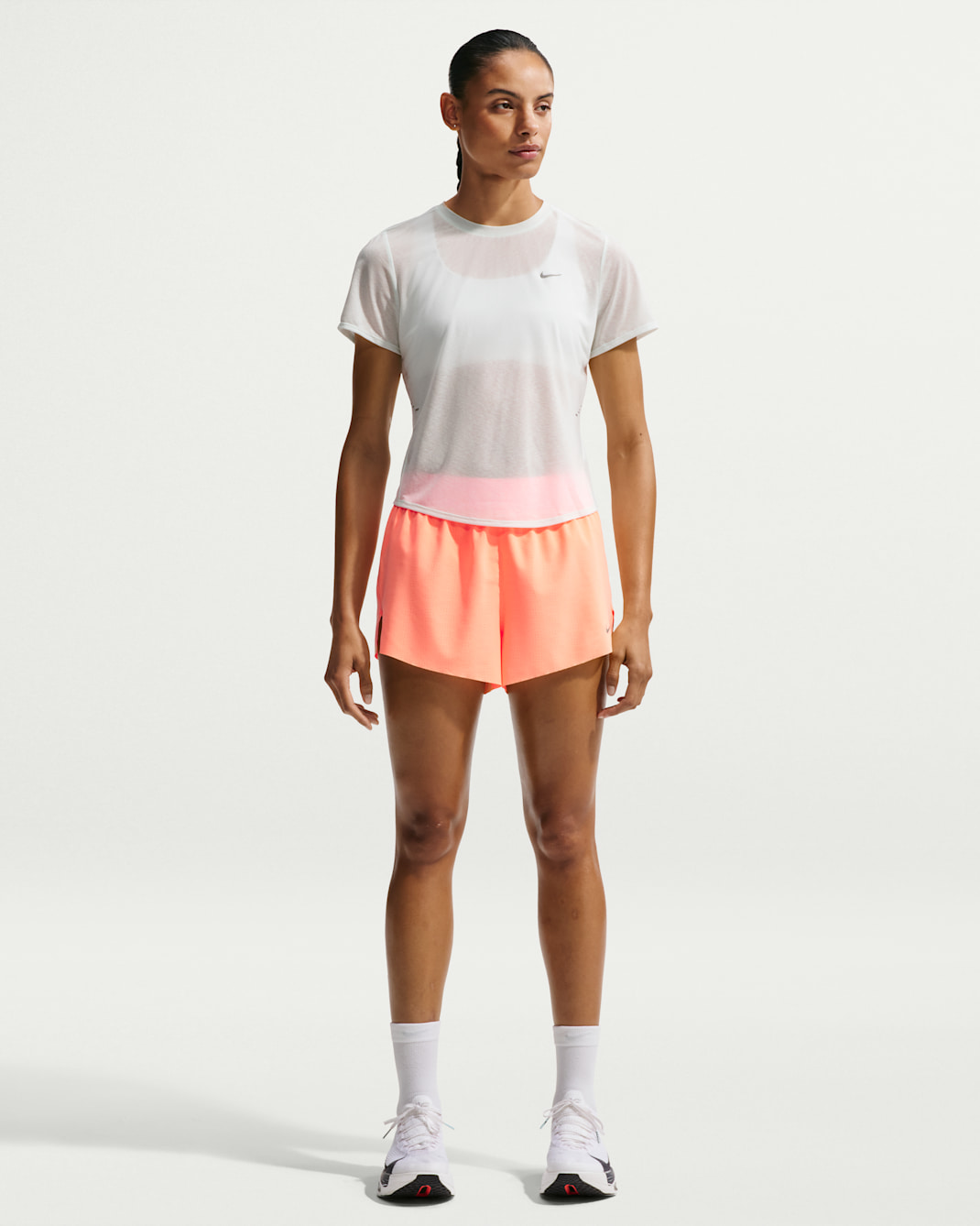 Nike Swift Breathe Women's Dri-FIT Mid-Rise 6.5cm (approx.) Brief-Lined Running Shorts - Orange Pulse/Photon Dust/White