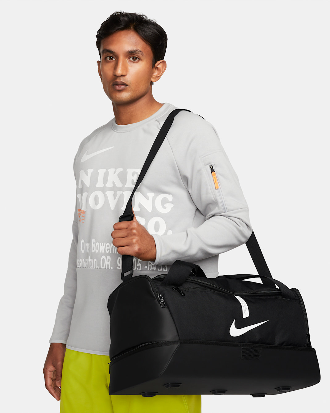 Nike Academy Team Football Hard-Case Duffel Bag (Medium, 37L) - Black/Black/White