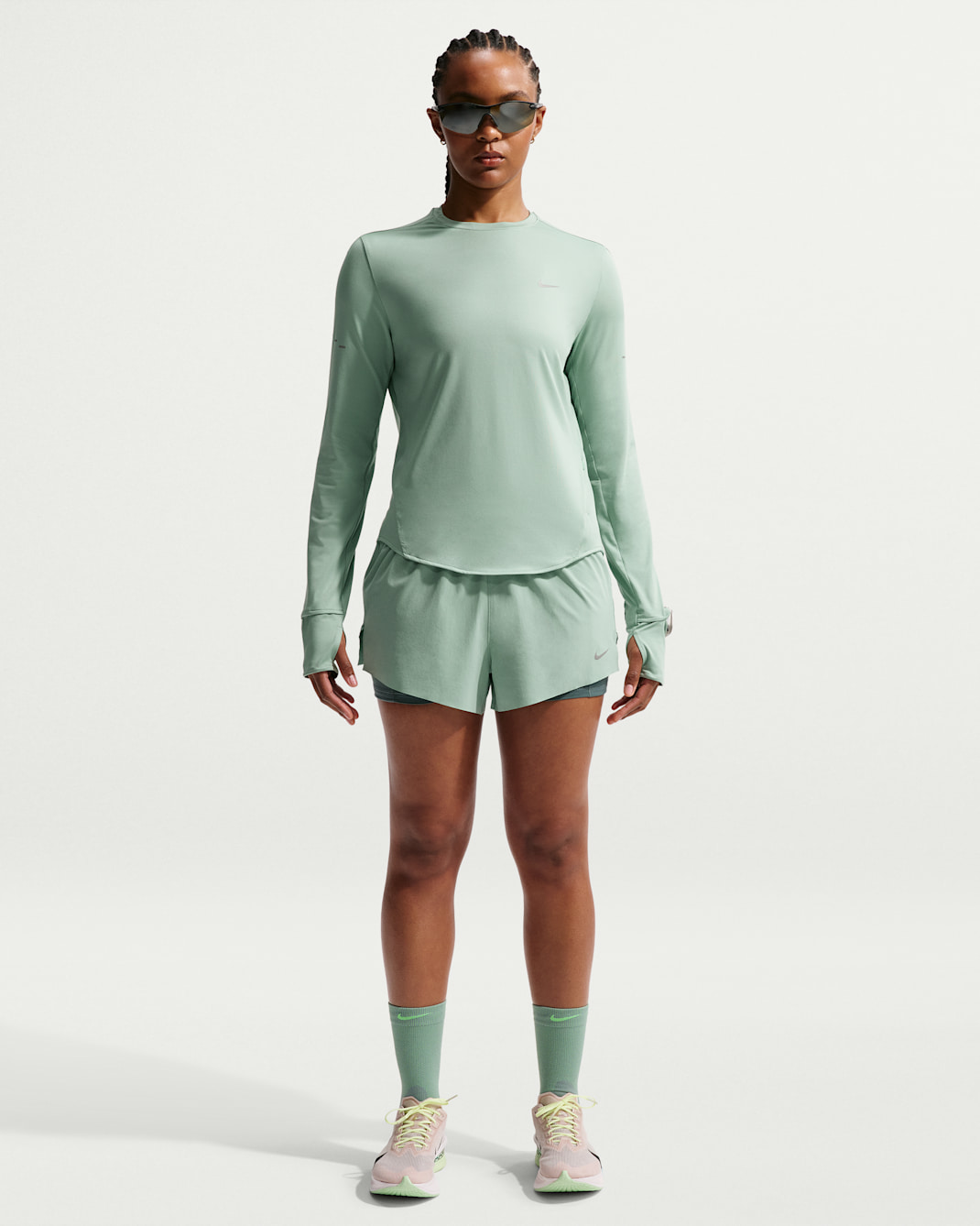 Nike Swft Dri-FIT 2-in-1-Laufshorts mit mittelhohem Bund (Damen) - Steam/Mineral Slate