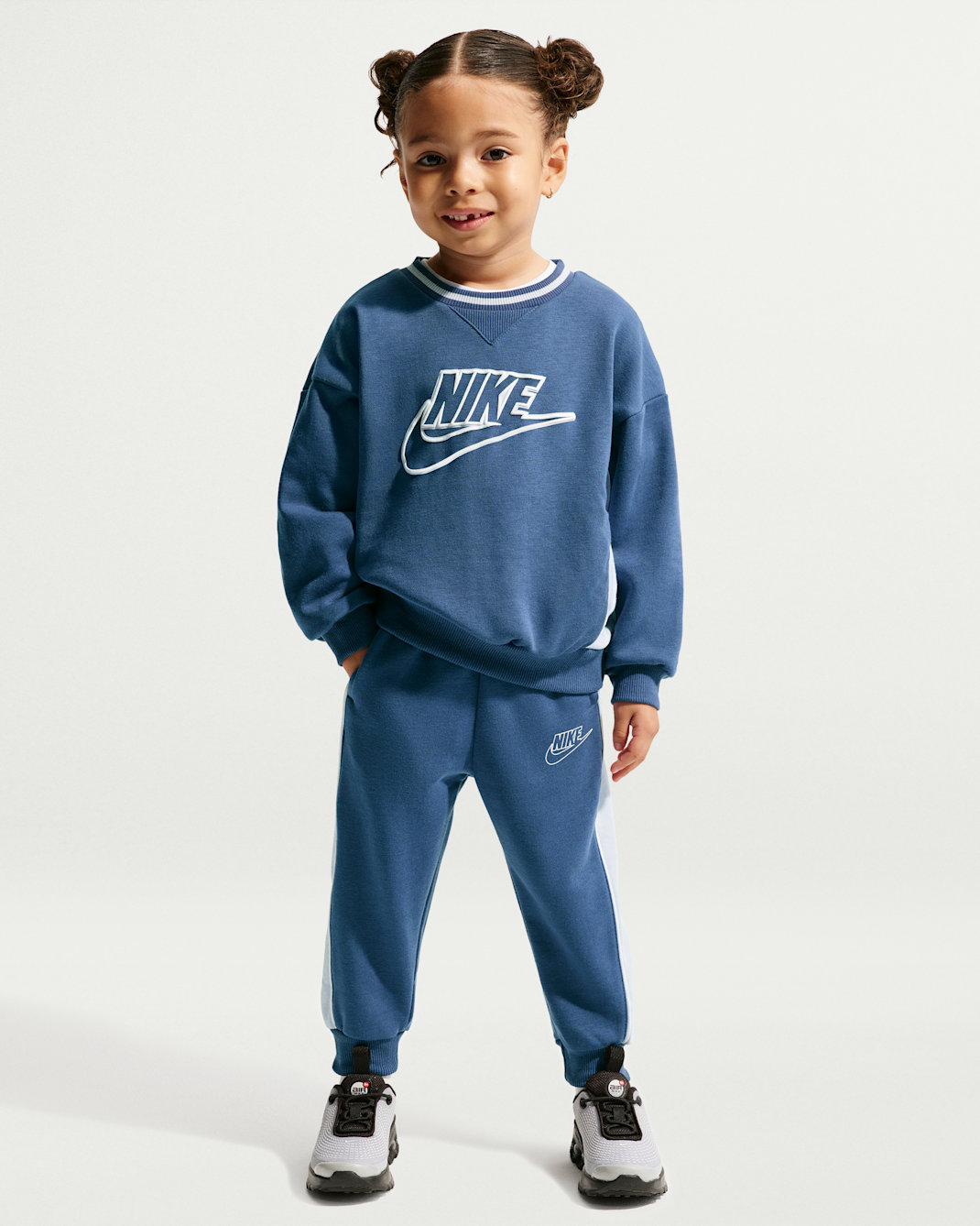 Conjunto de 2 piezas de cuello redondo infantil de French Terry Nike - Azul marino místico