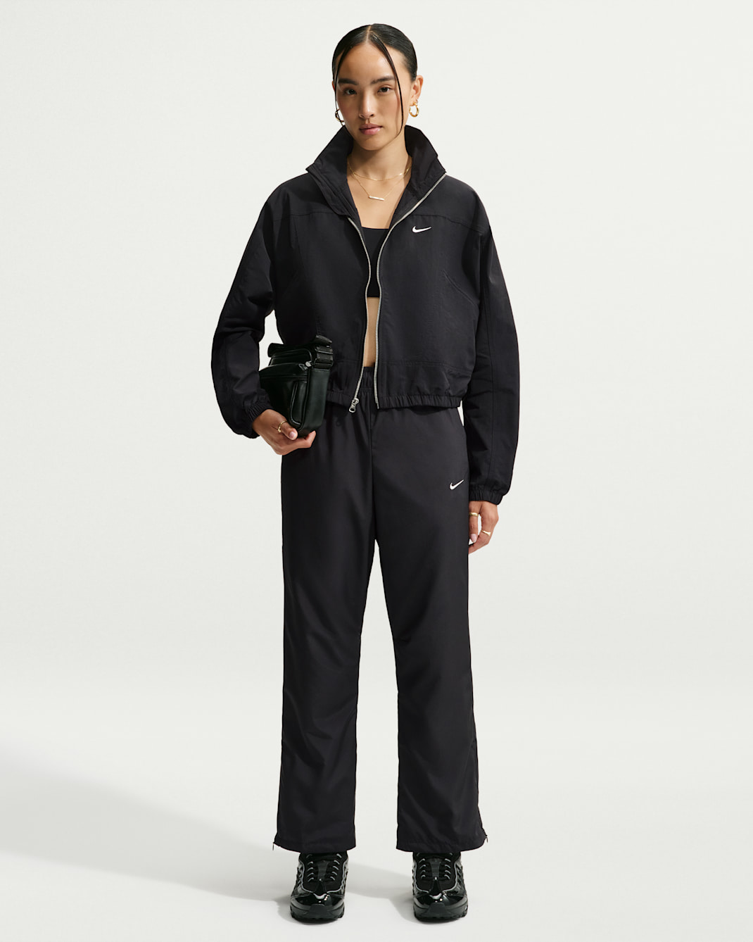 Nike Sportswear Classic Women's Mid-Rise Open-Hem Trousers - Black/Sail