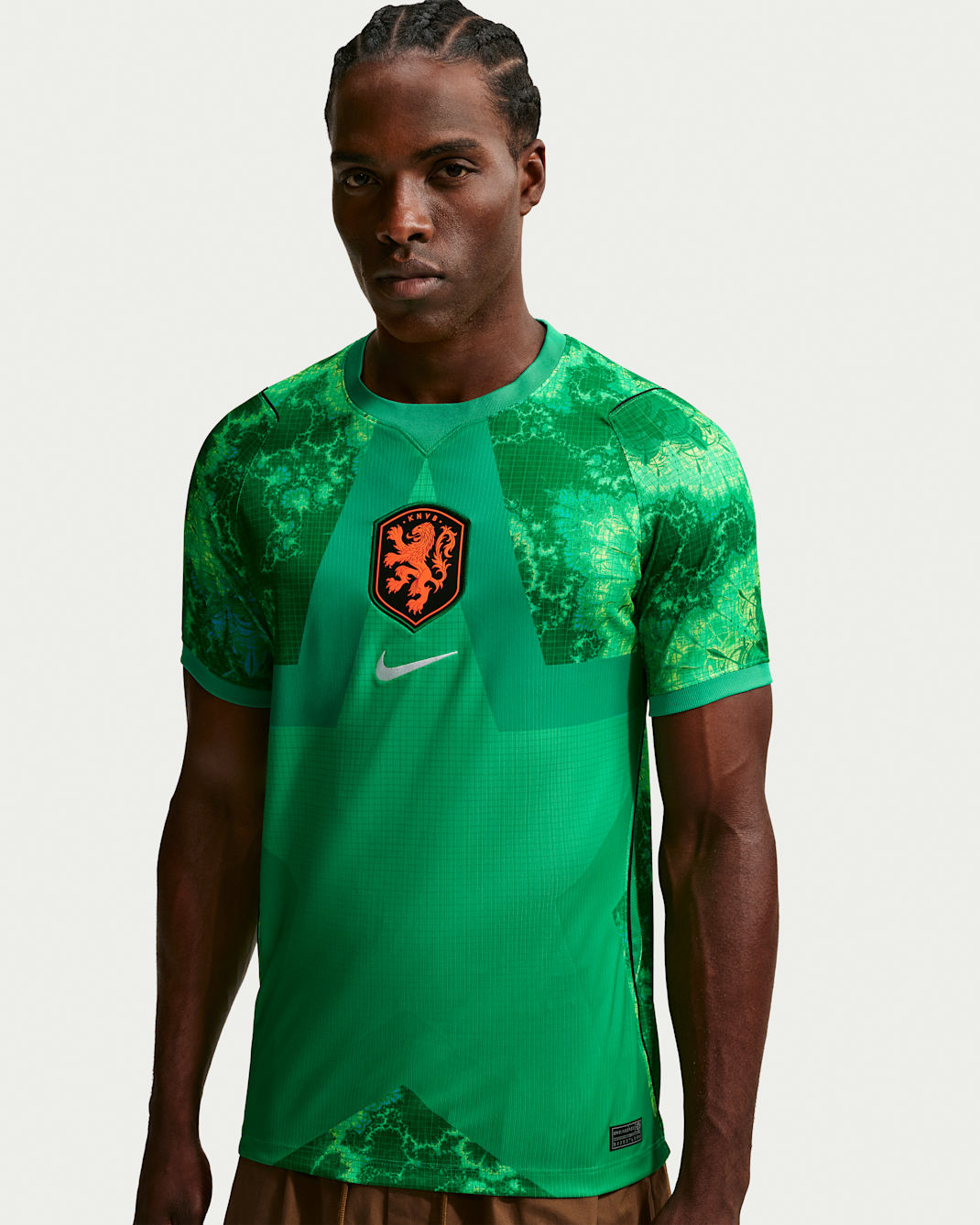 Netherlands 2026 Stadium Goalkeeper Men's Nike Dri-FIT Soccer Replica Short-Sleeve Jersey - Stadium Green/White/White