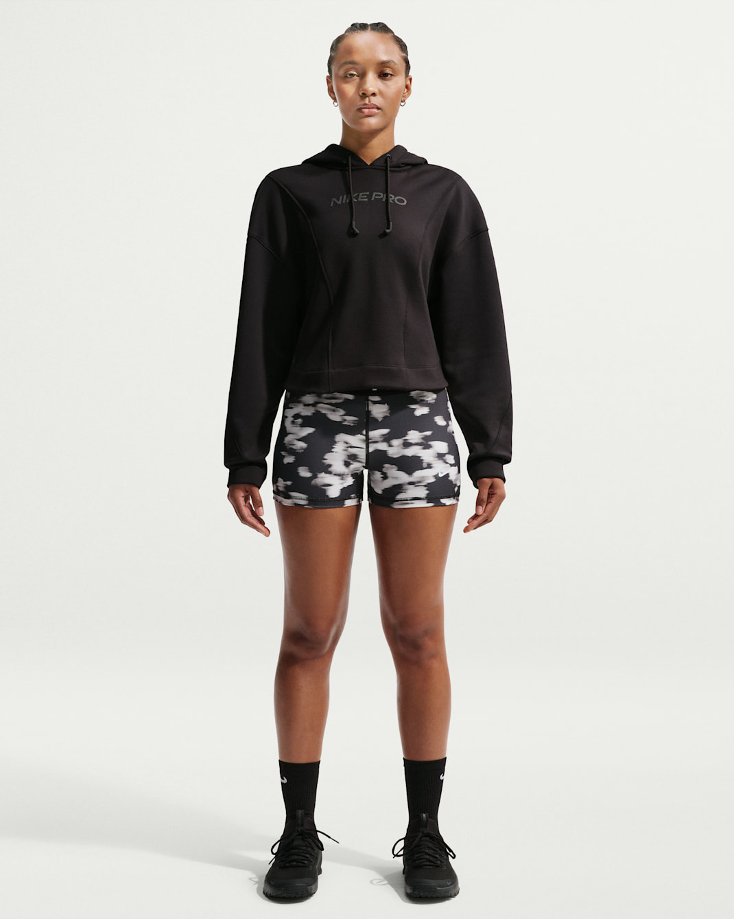 Nike Pro Women's 3" Mid-Rise Printed Biker Shorts - Black/White