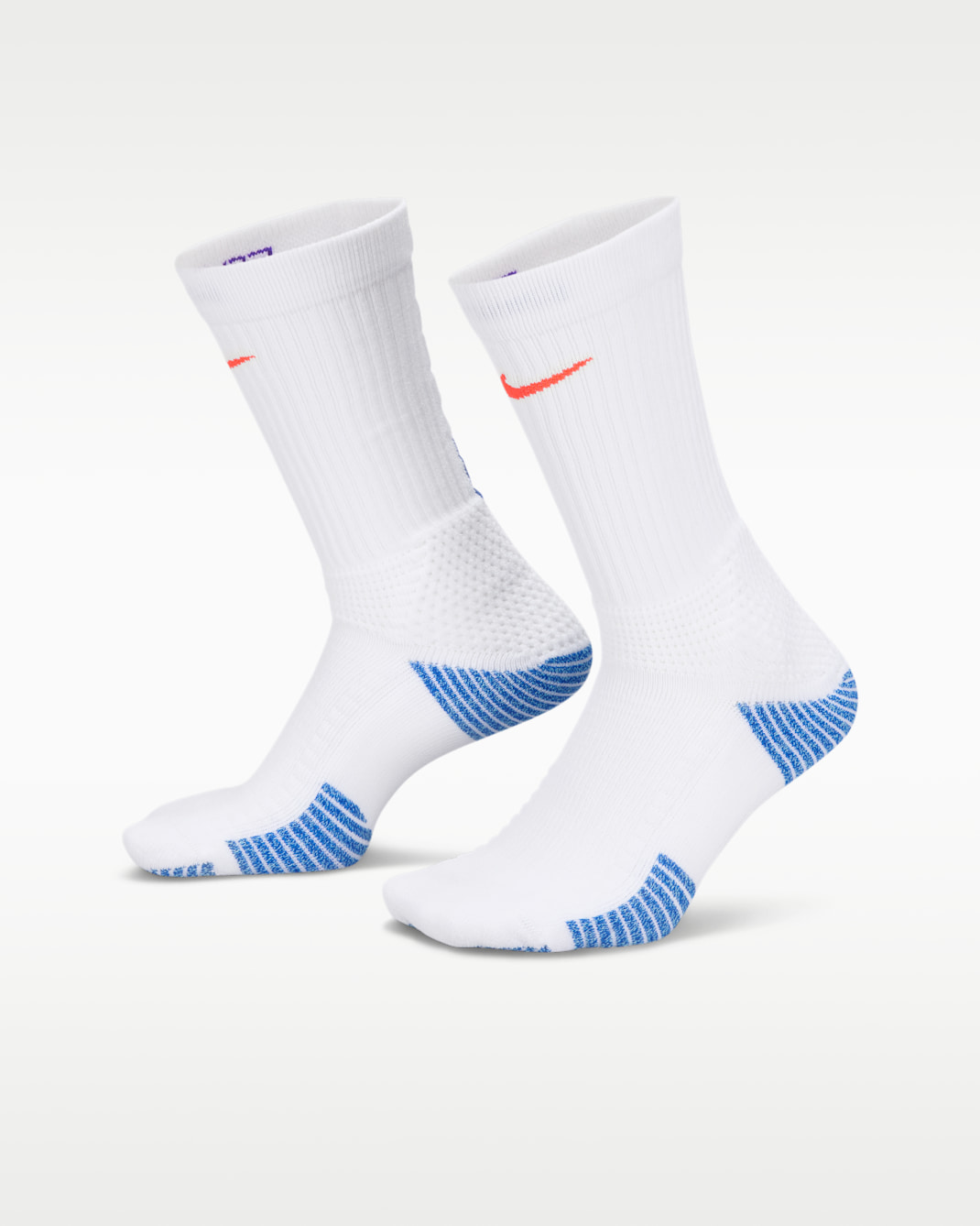 Nike Elite 2.0 Cushioned Crew Socks (1 Pair) - White/Racer Blue/Light Aqua/Bright Crimson