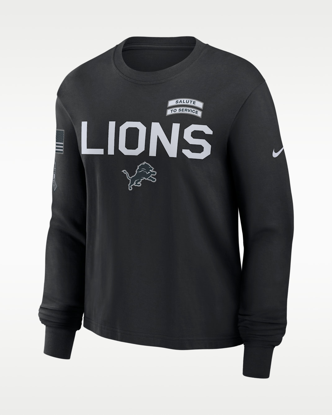 Detroit Lions Salute to Service Sideline Women's Nike Dri-FIT NFL Long-Sleeve T-Shirt - Black