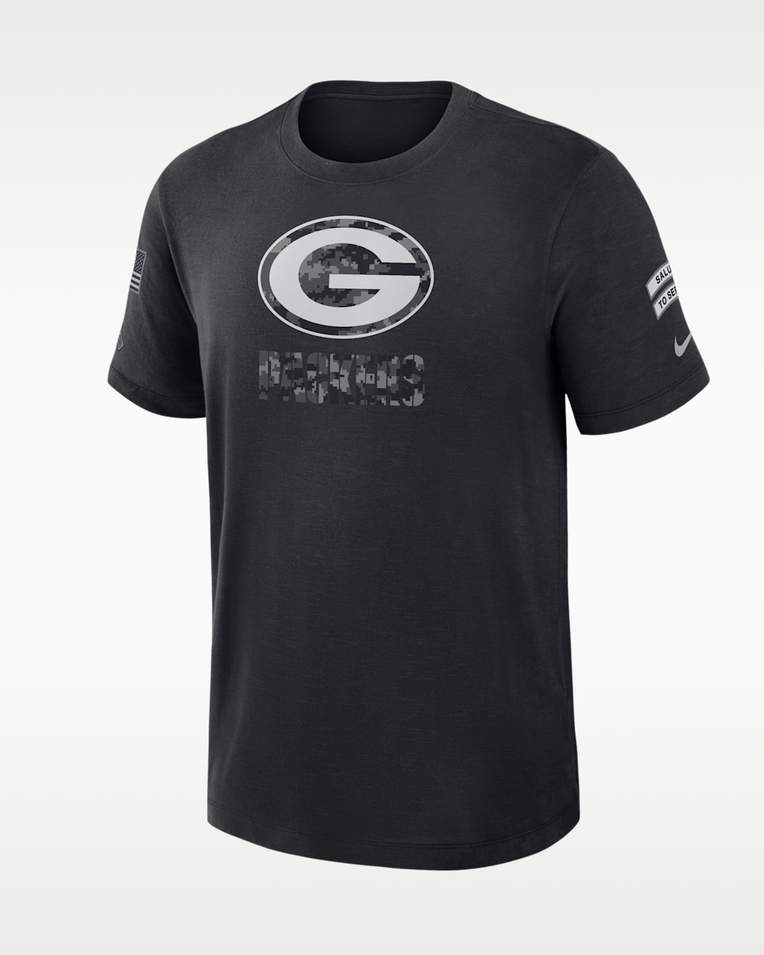 Green Bay Packers Salute to Service Slub Men's Nike Dri-FIT NFL T-Shirt - Black