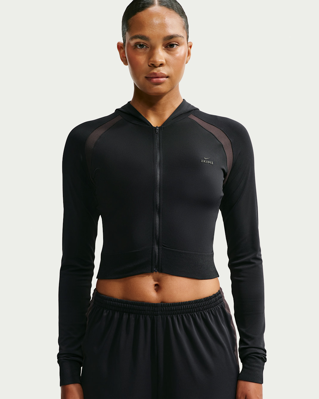 NikeSKIMS Stretch Knit Women's Full-Zip Baby Hoodie - NSKM Obsidian/NSKM Igneous