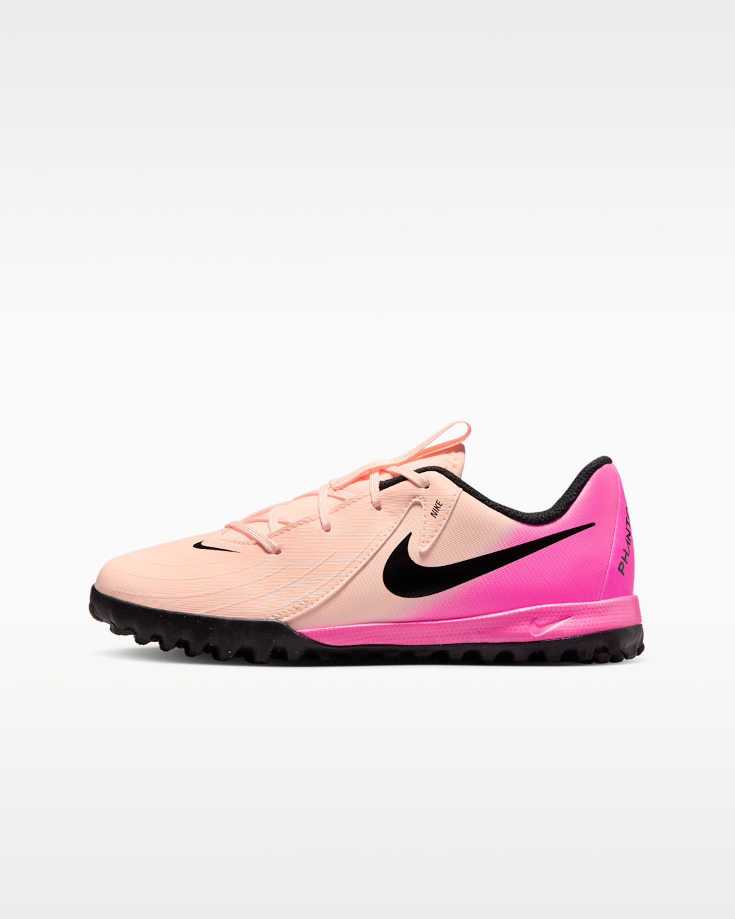 Nike Jr. Phantom GX 2 Academy Little/Big Kids' Turf Low-Top Soccer Shoes - Crimson Tint/Pink Blast/Black