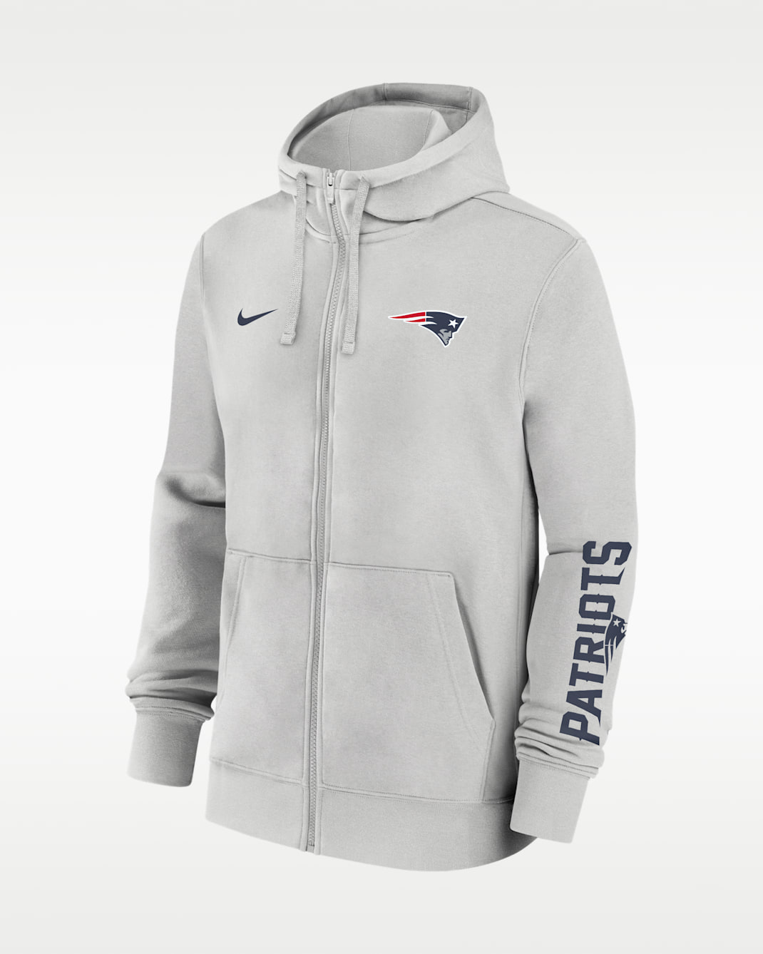 New England Patriots Club Men's Nike NFL Full-Zip Hoodie - Grey