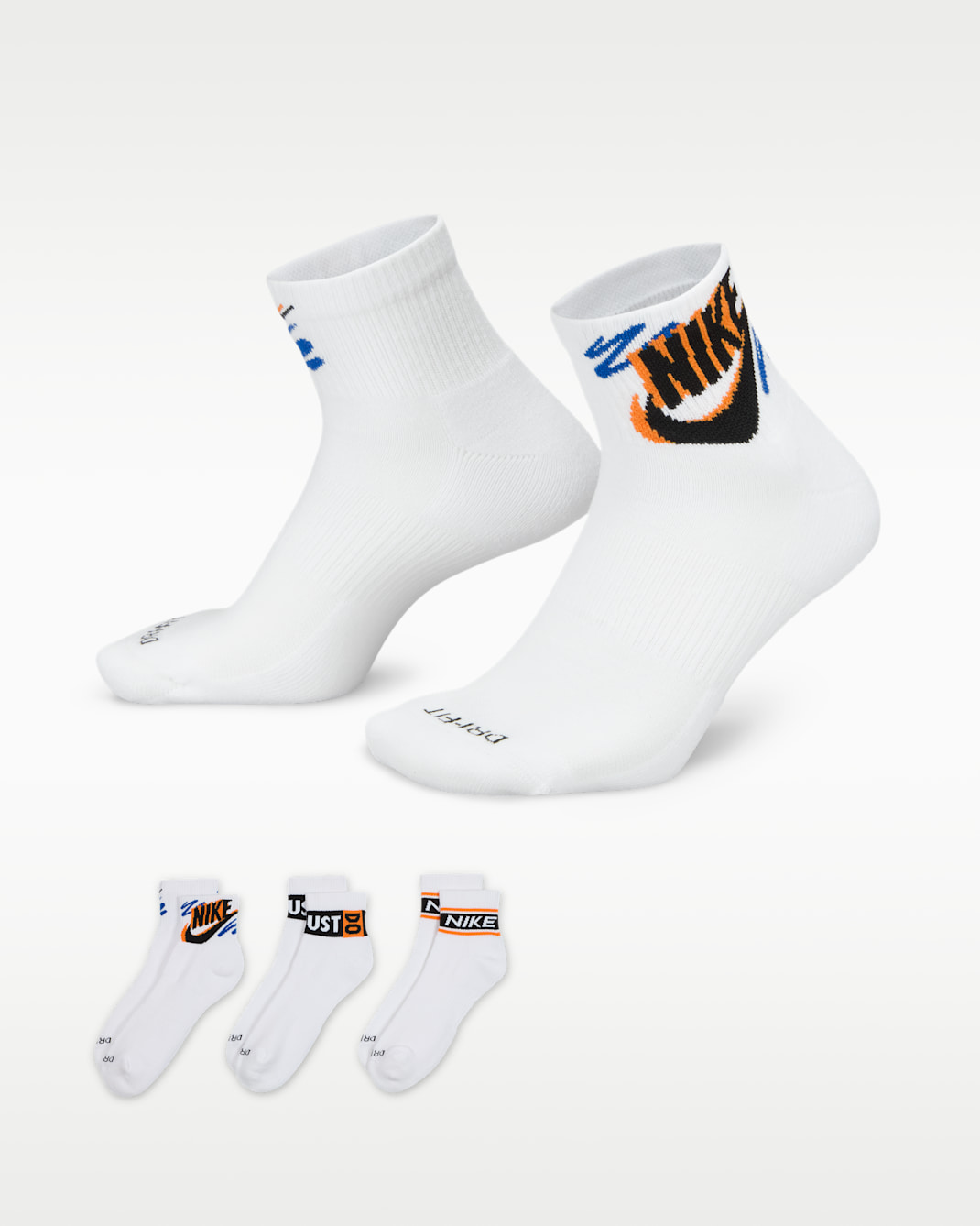 Nike Everyday Plus Ankle Socks (3 Pairs) - Multi-Colour