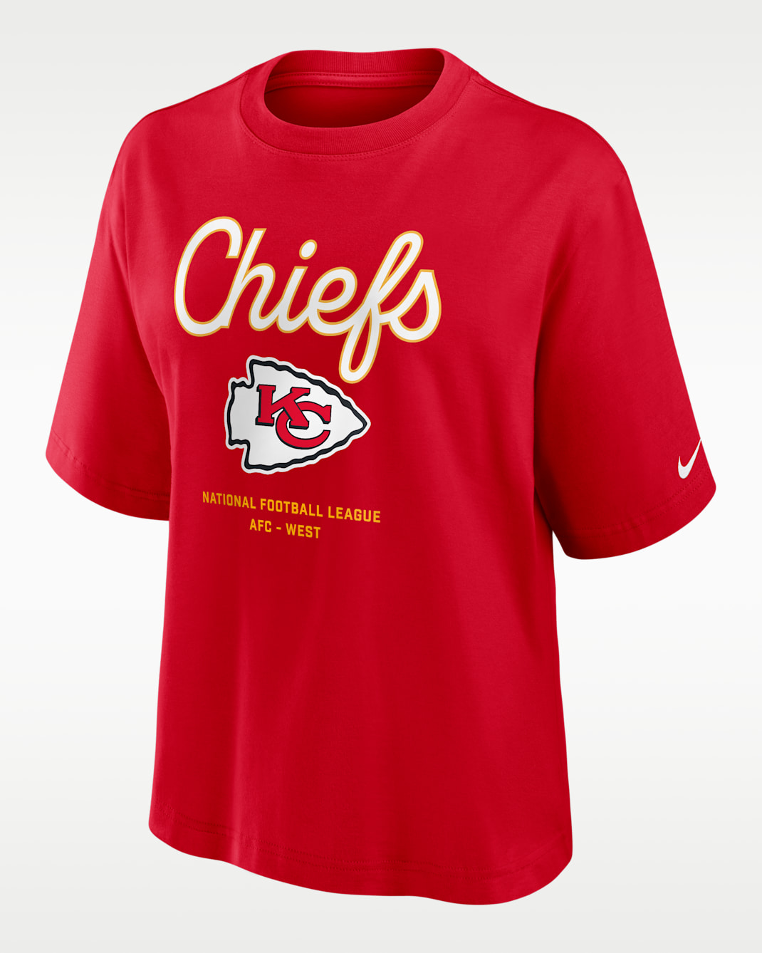 Playera Nike de la NFL para mujer Kansas City Chiefs Essential Script Boxy - Rojo