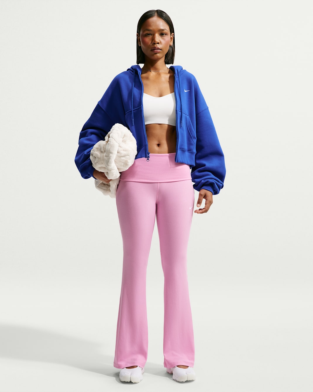 Nike Sportswear Chill Knit Women's Mid-Rise Tight Ribbed Pants - Pink Rise/White