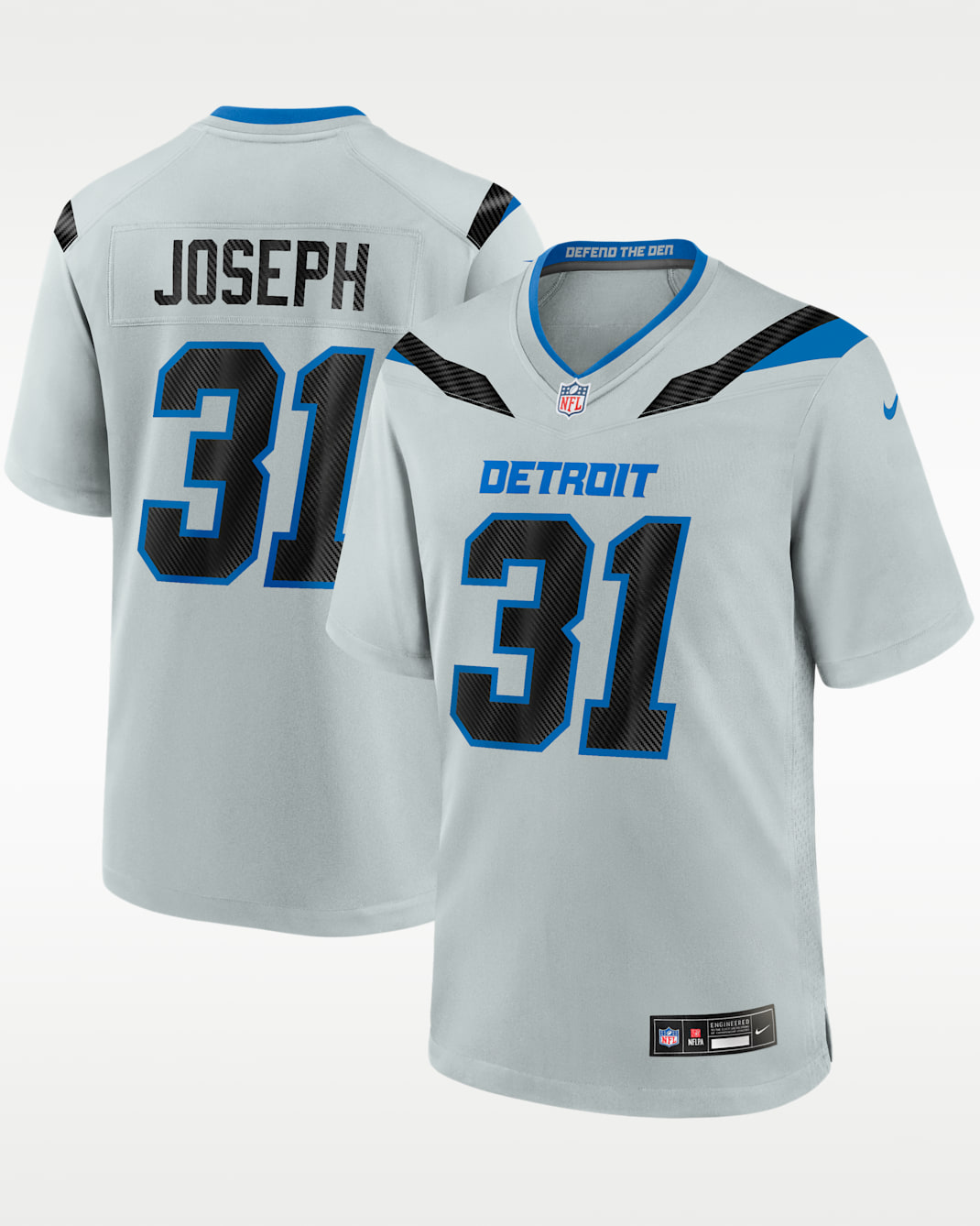 Kerby Joseph Detroit Lions Rivalries Collection Men's Nike NFL Game Jersey - Silver