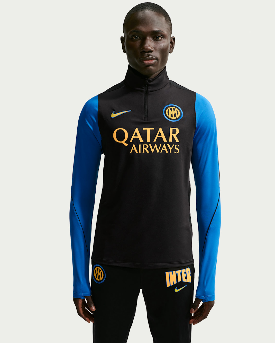 Stickad fotbollsträningströja Inter Milan Strike Third Nike Dri-FIT för män - Svart/Blue Spark/Svart/Tour Yellow