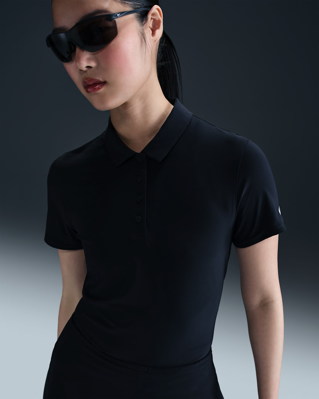 Nike Victory Dri-FIT-Kurzarm-Golf-Poloshirt für Damen - Schwarz/Weiß