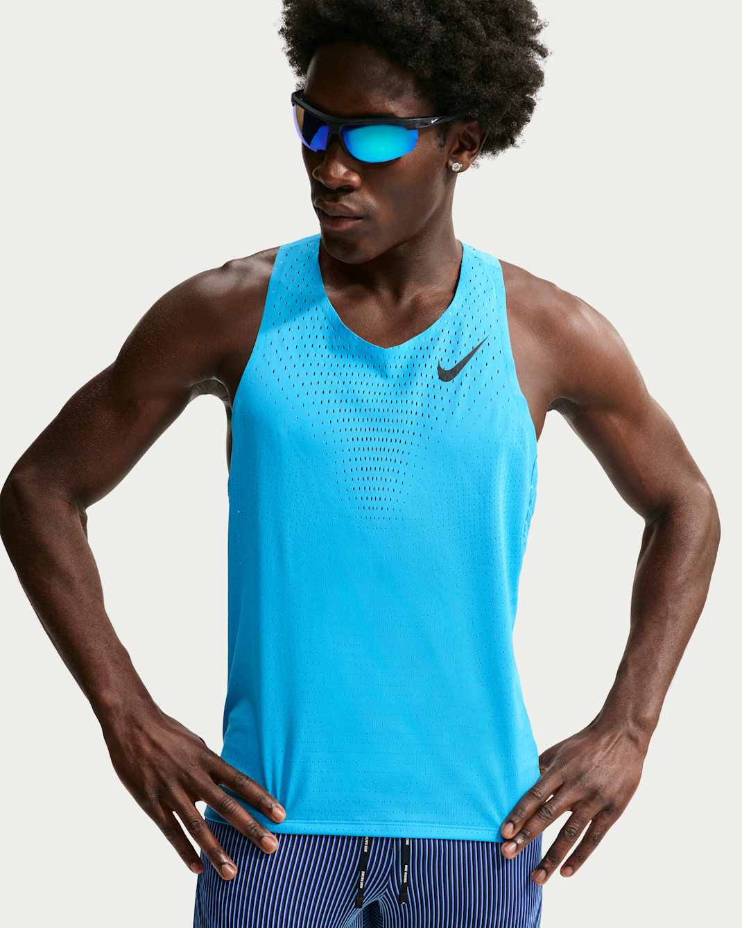 Maillot de running Dri-FIT ADV Nike AeroSwift pour homme - Light Current Blue/Noir