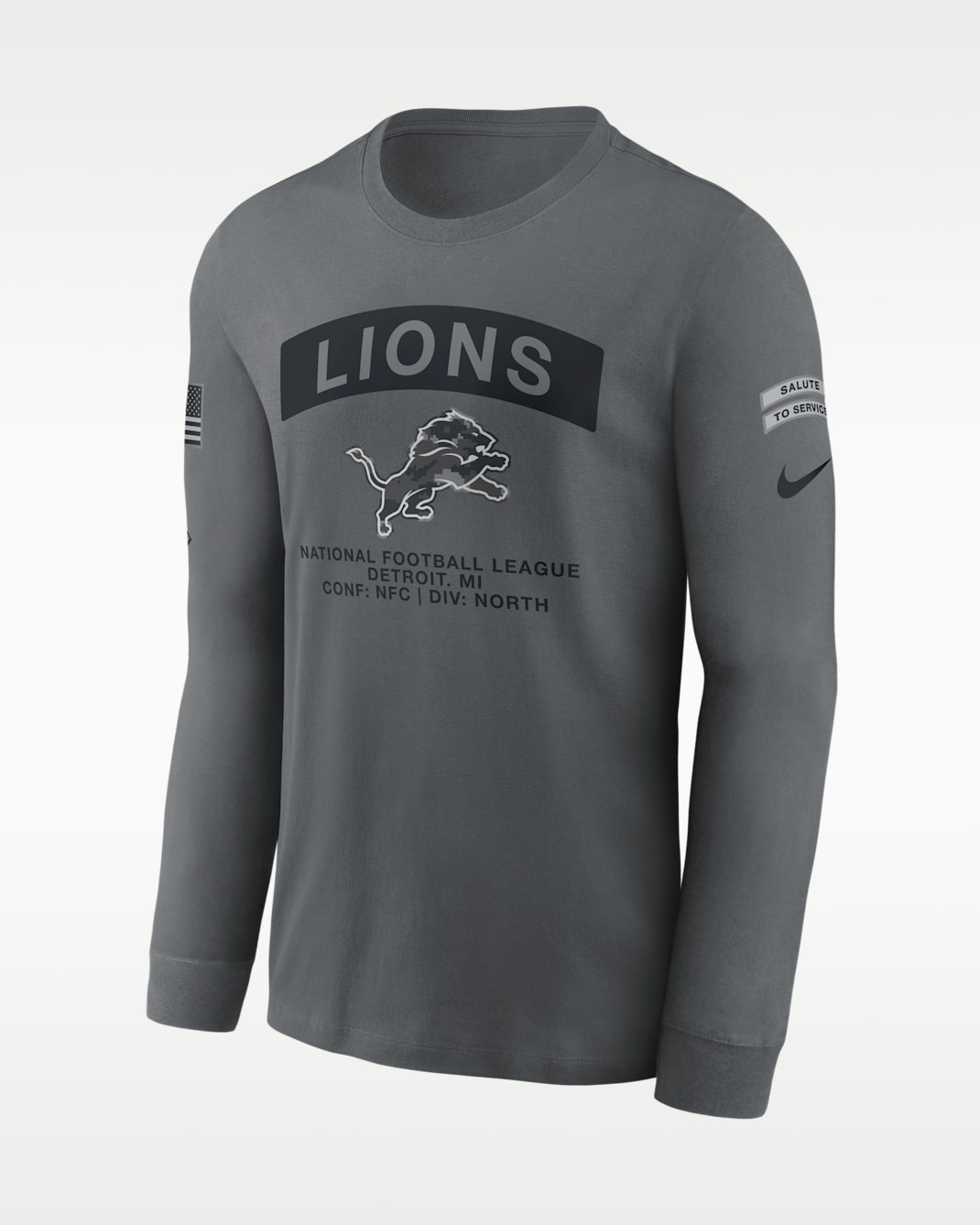 Detroit Lions Salute to Service Men's Nike NFL Long-Sleeve T-Shirt - Grey