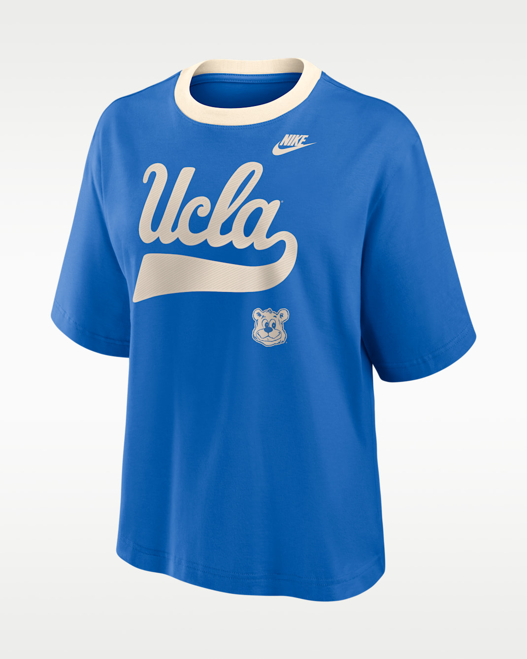 UCLA Legacy Fight Song Boxy Women's Nike College T-Shirt - Signal Blue/Natural