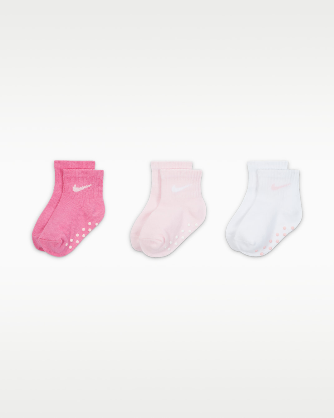 Set de calcetines antideslizantes infantil Nike Core Swoosh (3 pares) - Espuma rosa