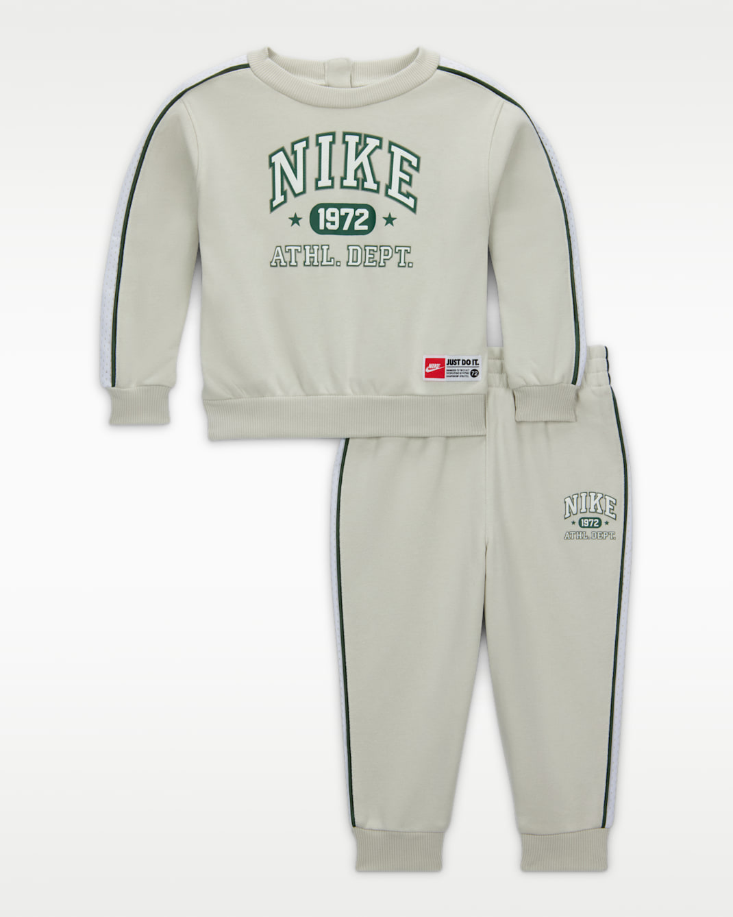 Enterito para bebé Nike Sportswear (12 a 24 meses) P.E. Conjunto de sudadera de cuello redondo y pantalones de French Terry para bebé - Hueso claro