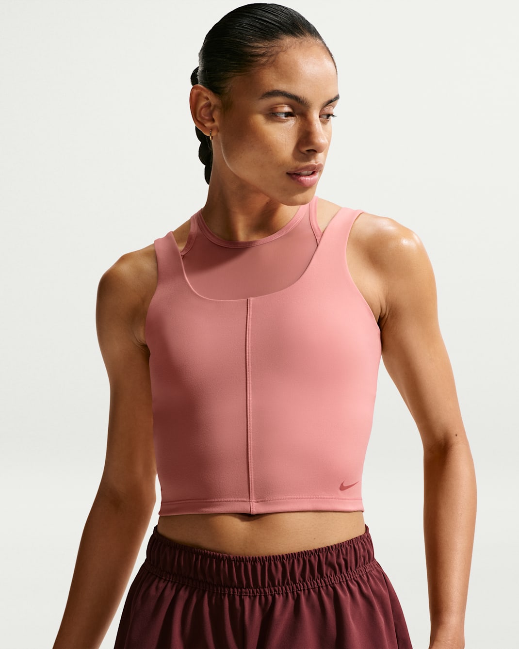 Nike One Fitted Women's Dri-FIT Cropped Tank Top - Rust Pink/Canyon Rust