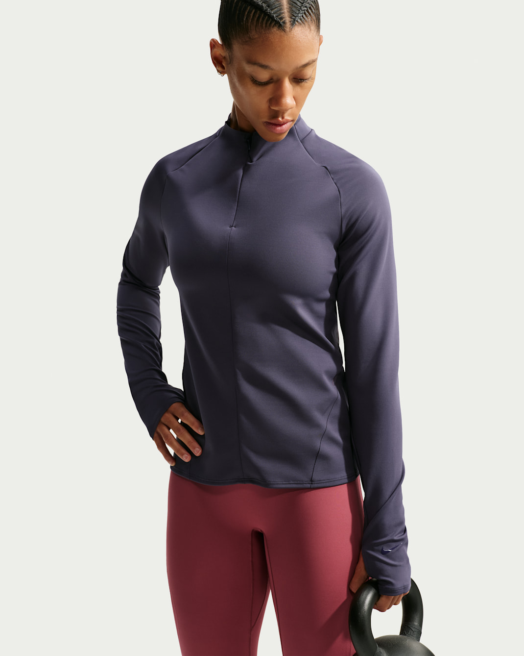 Nike Universa Women's 1/4-Zip Long-Sleeve Top - Gridiron/Gridiron/Purple Dynasty